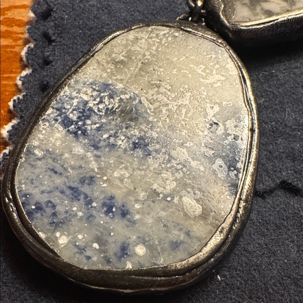 Handmade Blue and Silver Pendant Necklace - Picture 2 of 4